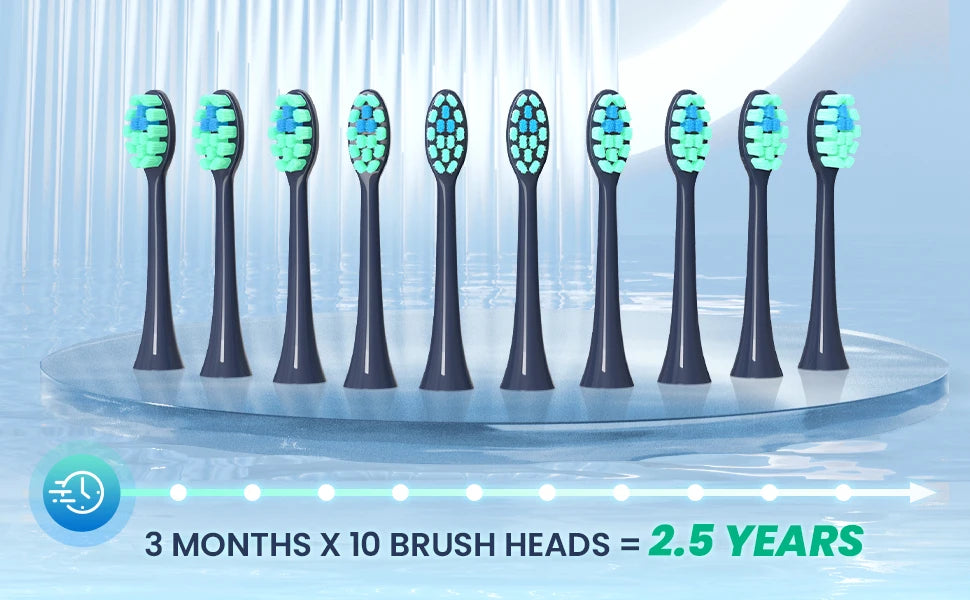 Sejoy Electric Sonic Toothbrush 5 Model with 10 pcs Replacement Heads Rechargeable Waterproof Electronic Tooth Brushes