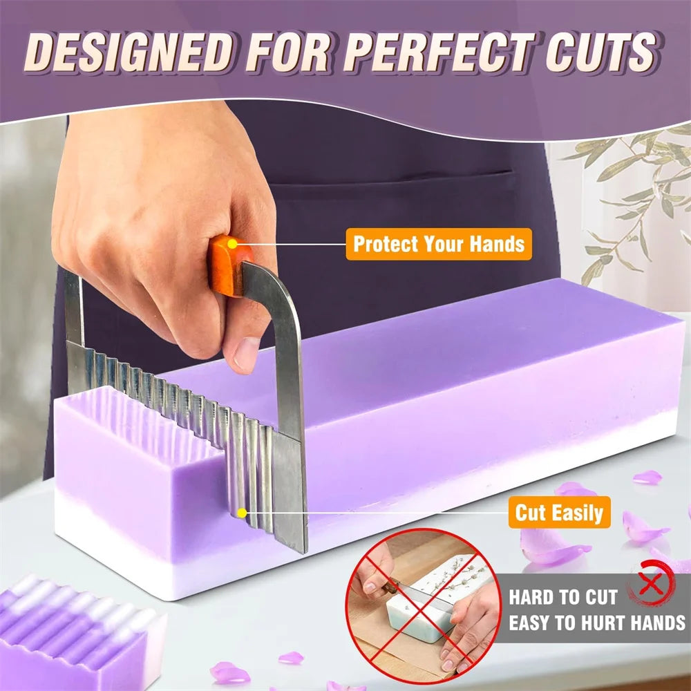 Rectangular Handmade Soap Molds Kit with Cutter DIY 42 Oz Flexible Silicone Wooden Box Soap Mold Mermaid Fish Tail Mold Gifts