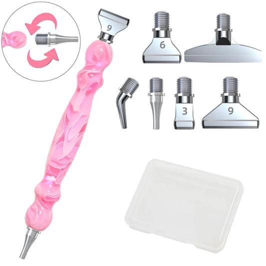 Polyresin Diamond Painting Pen Kit with 6 Interchangeable Metal Tips, DIY 5D Diamond Art Tool Set - Multi-Purpose Pickup.