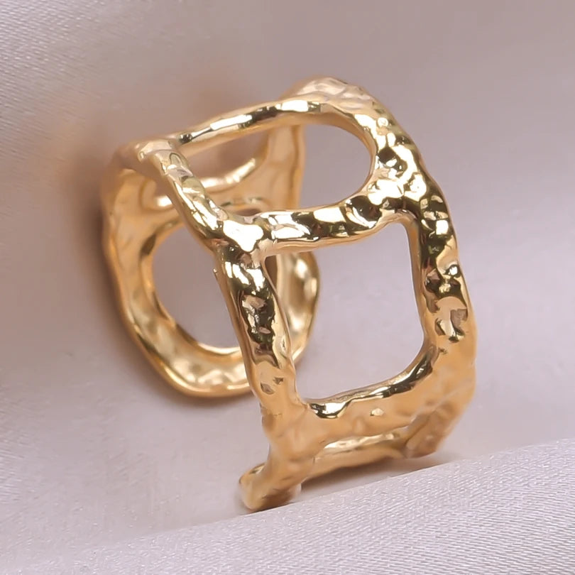 6pcs/lot Wholesale Various Chunky Rings Real Gold Plated Love Abstract DIY Shell Star Sun Bat Shaped Rings Women Jewelry Gifts