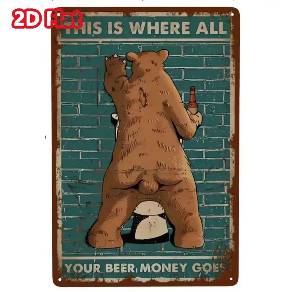 Bar tin painting，Alluring Funny Tin Sign - Retro - Style Toothbrush & Toilet Paper Tin Sign,Designed for Inviting Bathroom