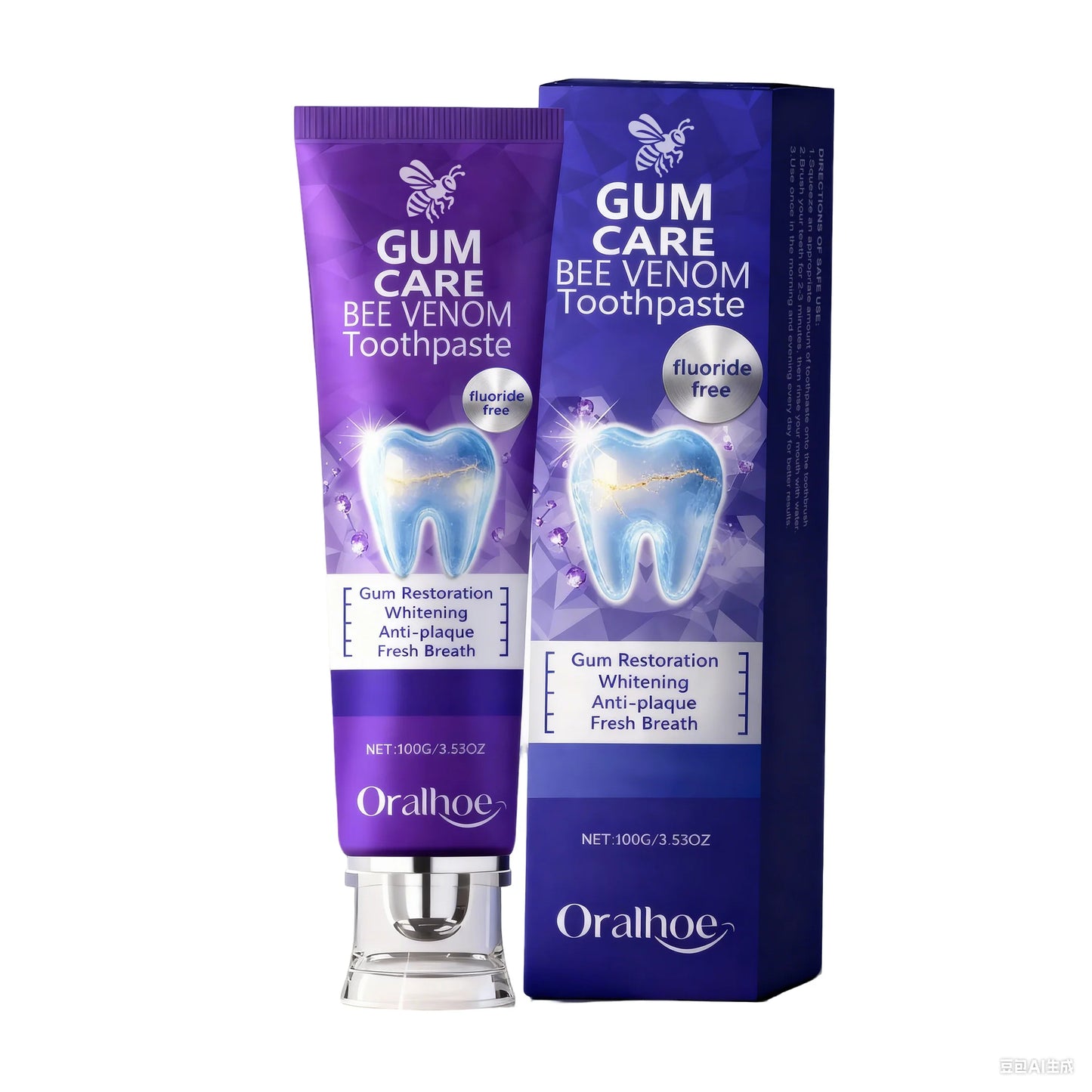 Oralhoe Bee Venom Toothpaste Gum Care Remove Teeth Stains Gum Restoration Dental Plaque Remover for Teeth Whitening Toothpaste
