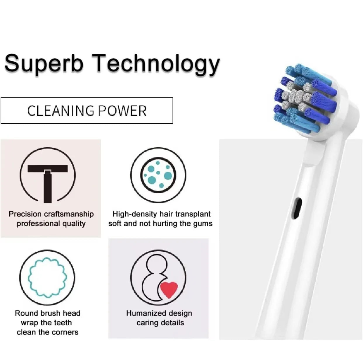 4/8/16 Pcs Electric Toothbrush Replacement Head Soft Dupont Bristle Tooth Brush Heads For Oral B Toothbrush Nozzles SB-17A