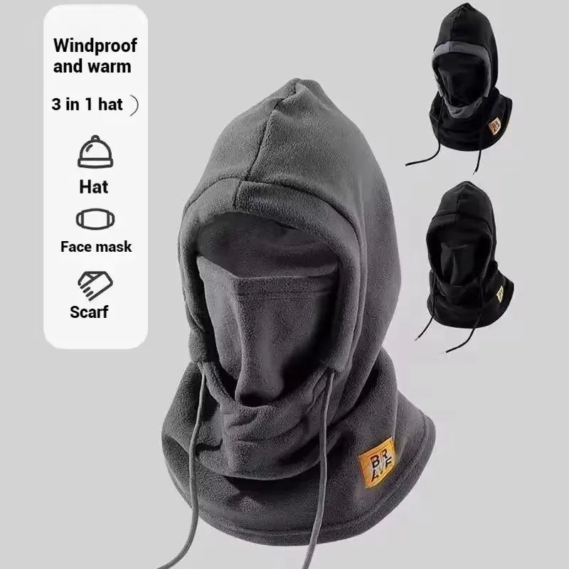 Winter Warm Hat with Mask and Neck Warmer 3-in-1 Windproof Balaclava for Men and Women Masked Hat Cycling Cold Weather Protectio