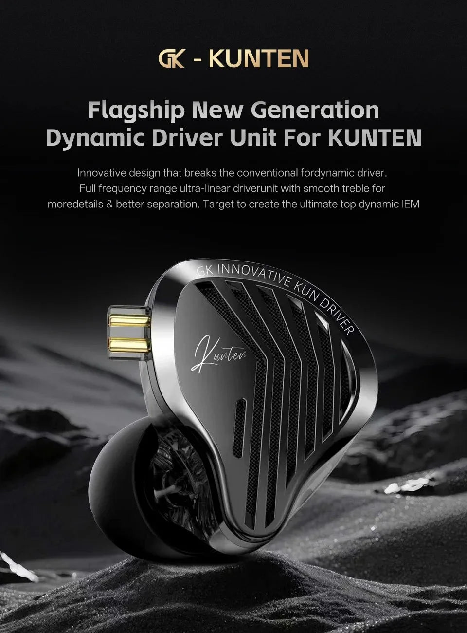 GK KUNTEN Metal Earphone HiFi In-Ear Earbuds 2pin 3.5mm Removable Cable With Microphone Type-c For Music Game KZ