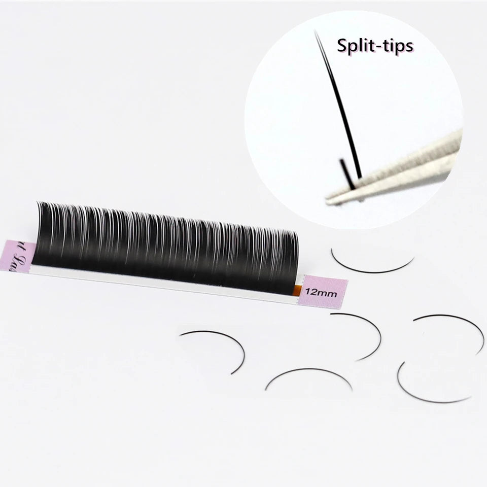 AGUUD Ellipse Flat False Eyelash Extensions Natural Soft Split-Tip Faux Mink Lashes Individual Soft Eyelashes B C CC D DD Cur