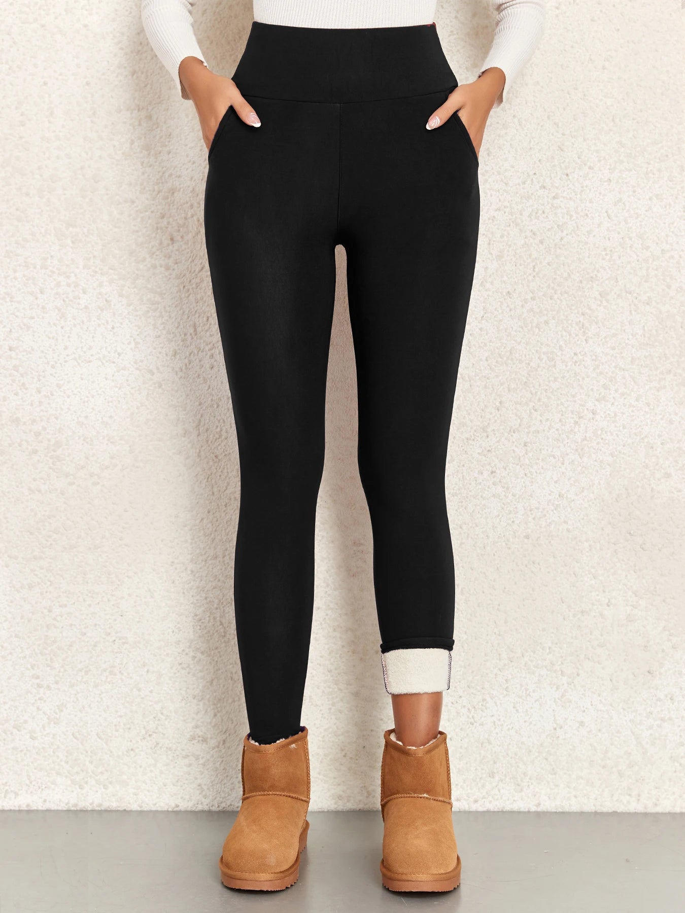 Super Warm Women Velvet Leggings With Pockets Autumn Winter Warm Fleece Tights Prevent Cold Leggings Stretch Leggings