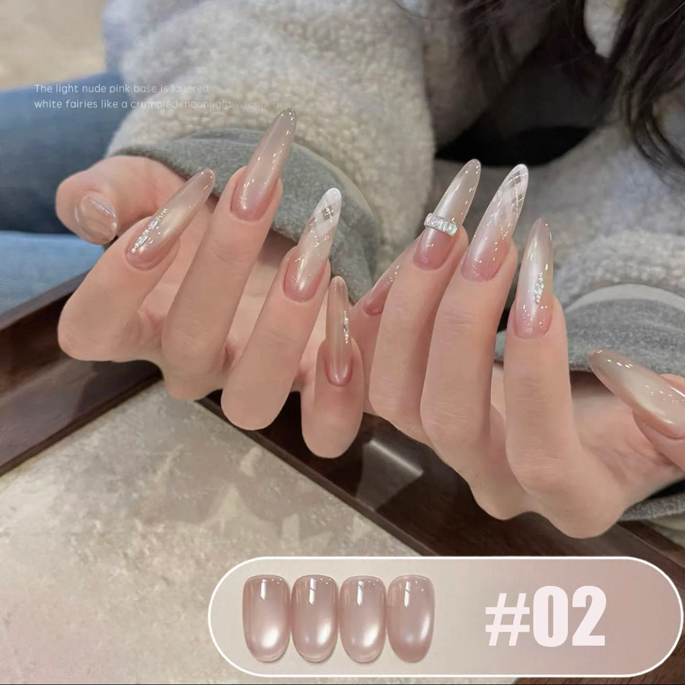 MIANEL 2026 10ML Lover Cat Eye Nail Gel Nude Pink with Sparkling Golden Light Glass Bead for Flattering Cat Eye Manicure