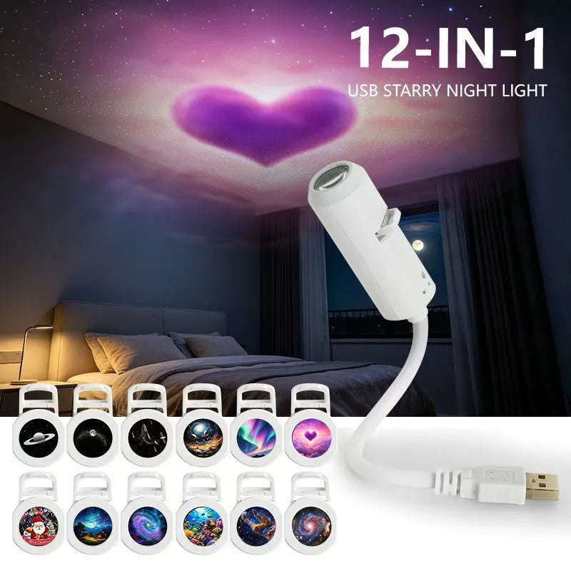 Mini Star Projector Lamp USB Galaxy Ambient Night Light for Bedroom Party Living Room Car Travel Christmas Gift