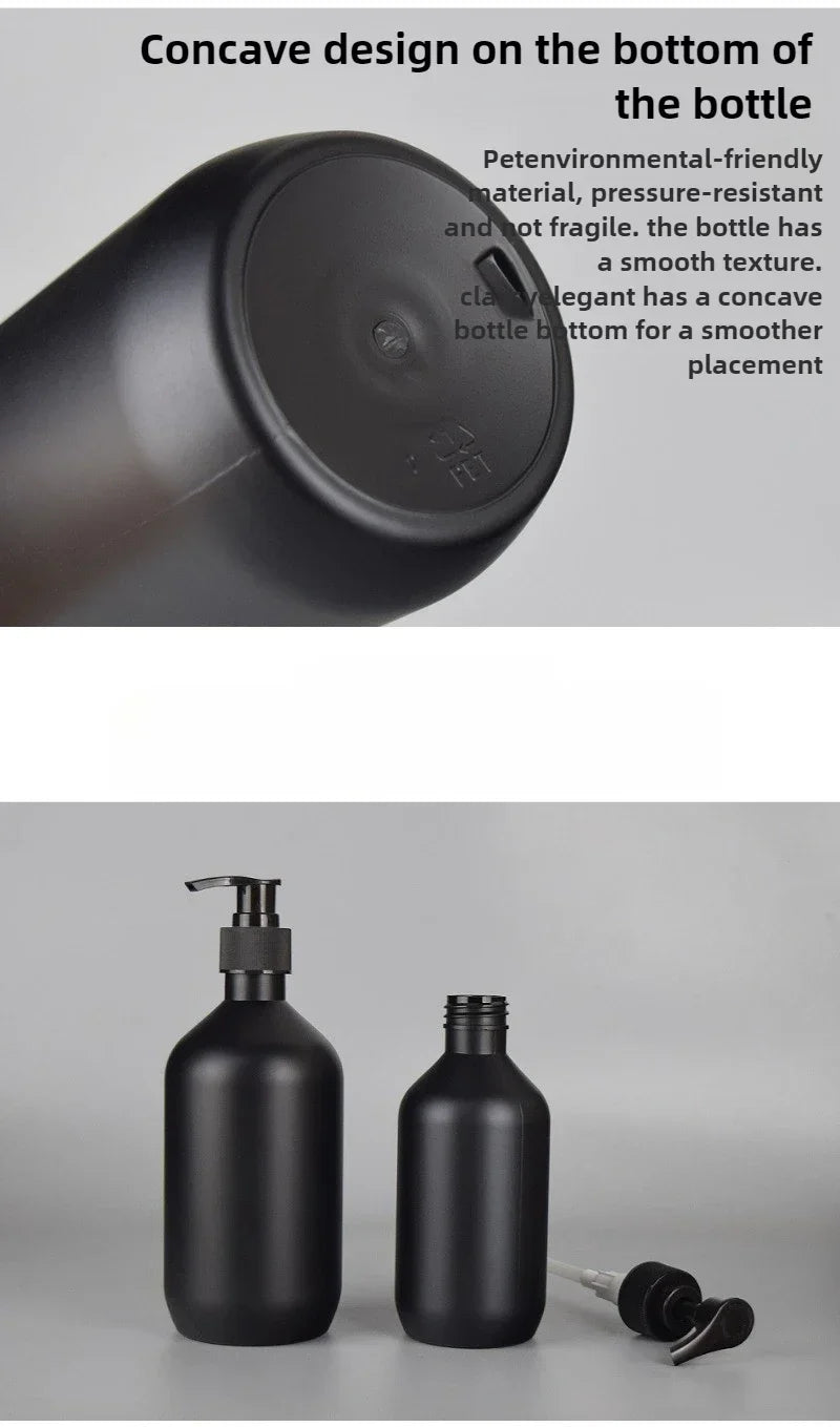300/500ML Matte Black Liquid Soap Dispenser Refillable Shampoo Conditioner Body Lotion Container for Bathroom Supplies Hotel