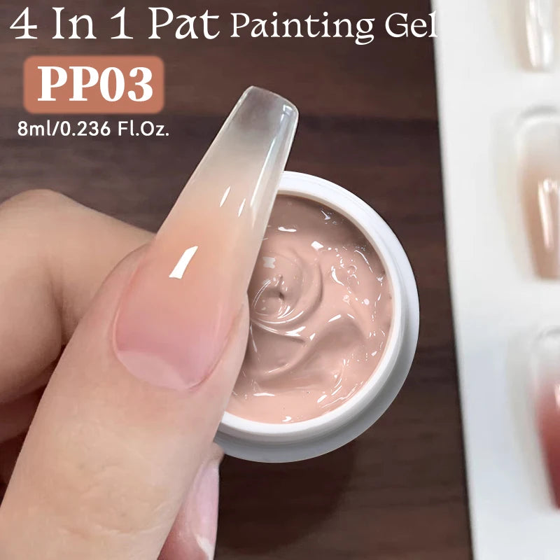 UR SUGAR 1/2Pcs White Pat Painting Gel Nail Polish 4 In 1 Gradient French Cover Edge Lines Nail Stamping Pattern Nail Diy Pattin