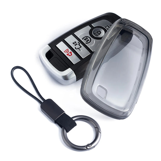 Slim Car Key Fob Case Cover Keychain For Ford F150 Escape Ranger Explorer Kuga Ecosport Edge Lincoln Corsair Black Transparent
