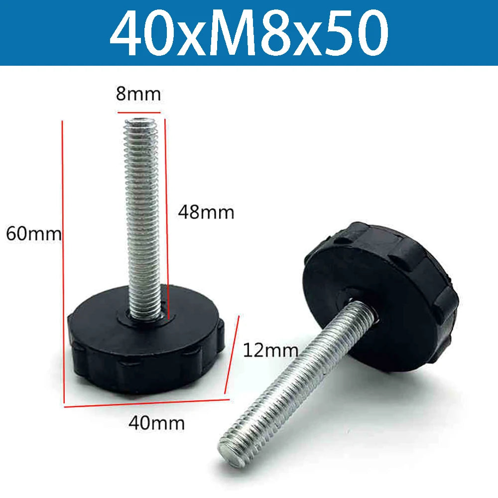 1-10Pcs Table Leg Plug With Nut and Adjustable Feet M8/M0x50/100mm Black Square/Round Furniture Rack Height Adjustable Foot Cup