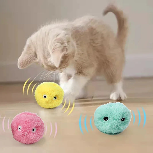 Wholesale Interactive Ball Smart Cat Toys Plush Electric Catnip Training Toy Kitten Touch Sounding Pet Product Squeak Toy Ball