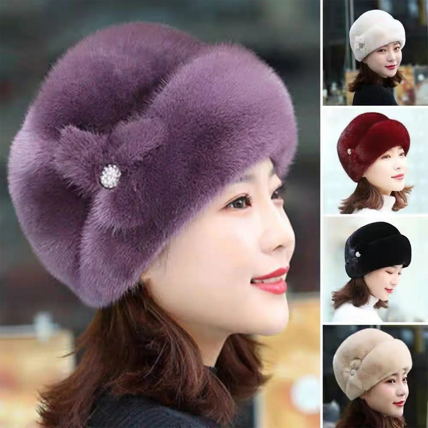 Winter Hat for Women Elastic Beanie Warm Thermal Cap for Middle Aged and Elderly Outdoor Activities Warmer