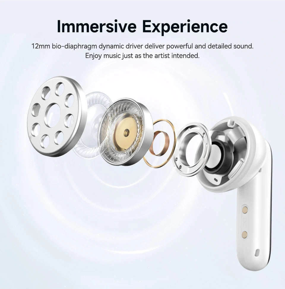 QCY MeloBuds N50 Wireless Earbuds Adaptive Hybrid ANC Bluetooth 5.4 Earphones 6Mics ENC 12mm Dynamic Driver Headphones 28H