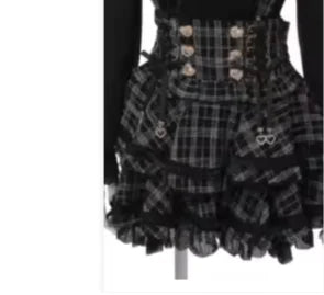 Original Japanese Mines Lolita Strap Skirts Women High Waist and Thin Frilly Pleated Skirt College Style Liz Girl Plaid Skirt