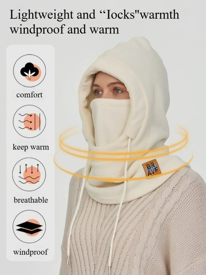 Winter Warm Hat with Mask and Neck Warmer 3-in-1 Windproof Balaclava for Men and Women Masked Hat Cycling Cold Weather Protectio