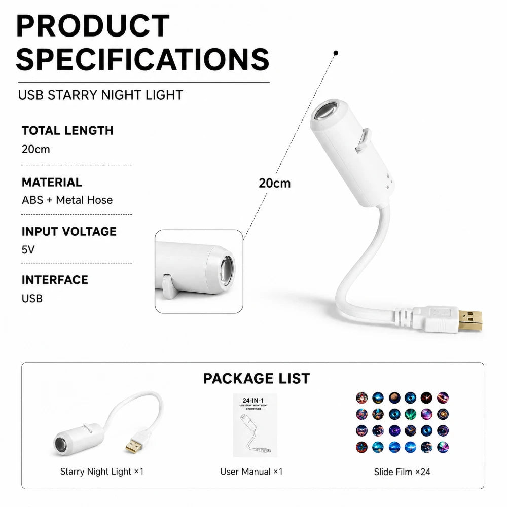 Mini Star Projector Lamp USB Galaxy Ambient Night Light for Bedroom Party Living Room Car Travel Christmas Gift