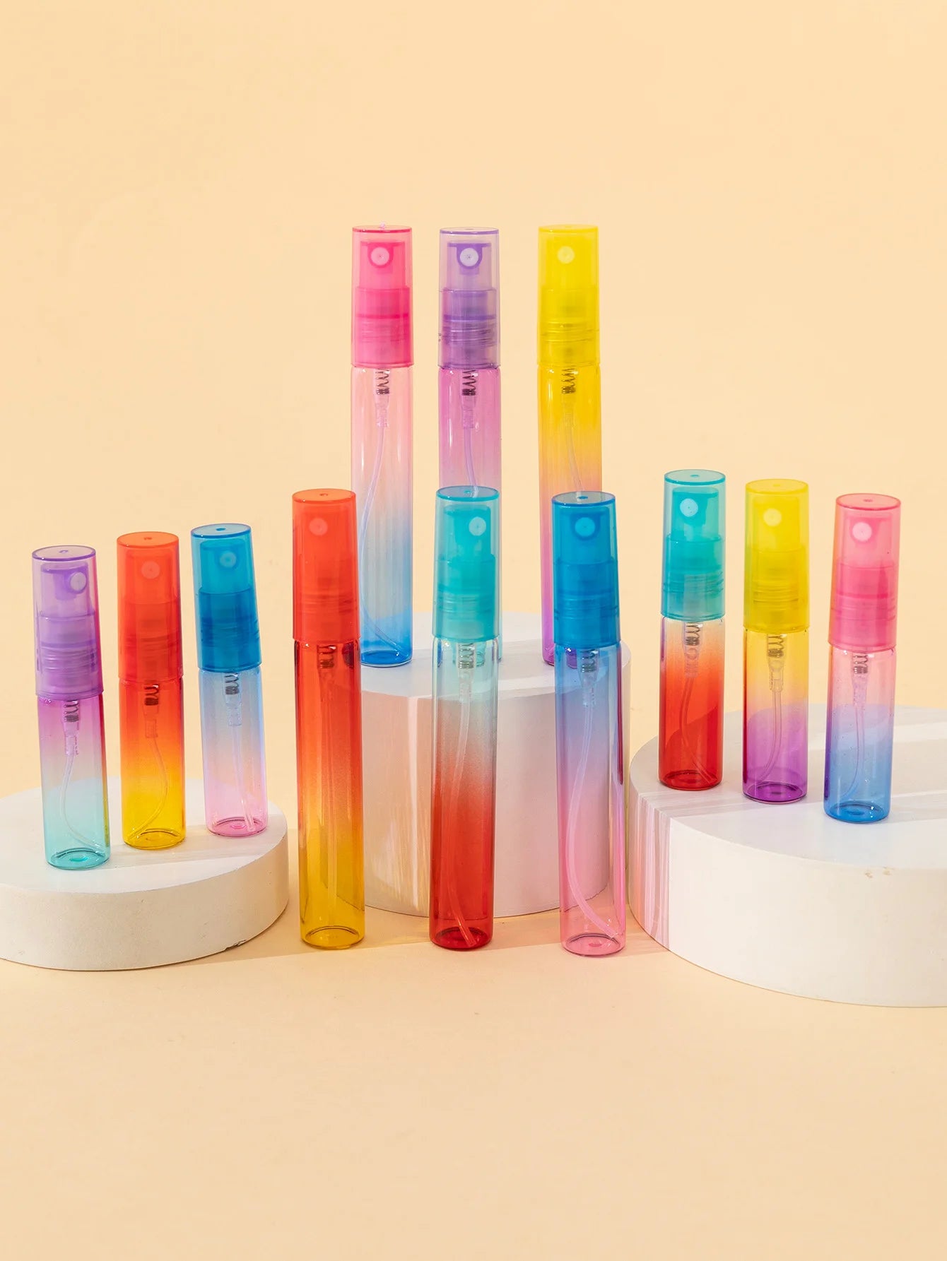 6/60 Pcs 4ml8ml High-End Gradient Color Glass Perfume Bottle Fashionable Mini Spray Bottle Cologne Perfume Sub-Bottle Portable