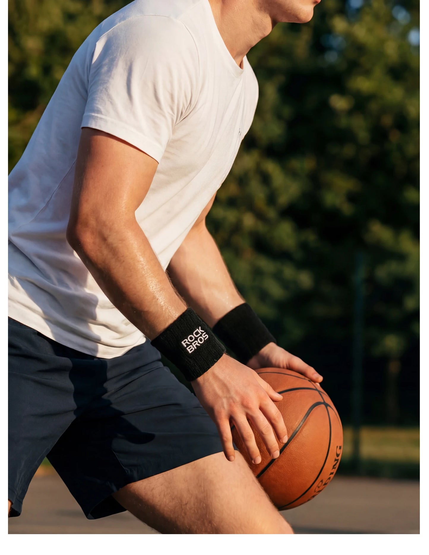 ROCKBROS Adjustable Wrist Support Brace Sweatbands Sports Wristband Wicking Athletic Sweatband for Tennis, Basketball, Running