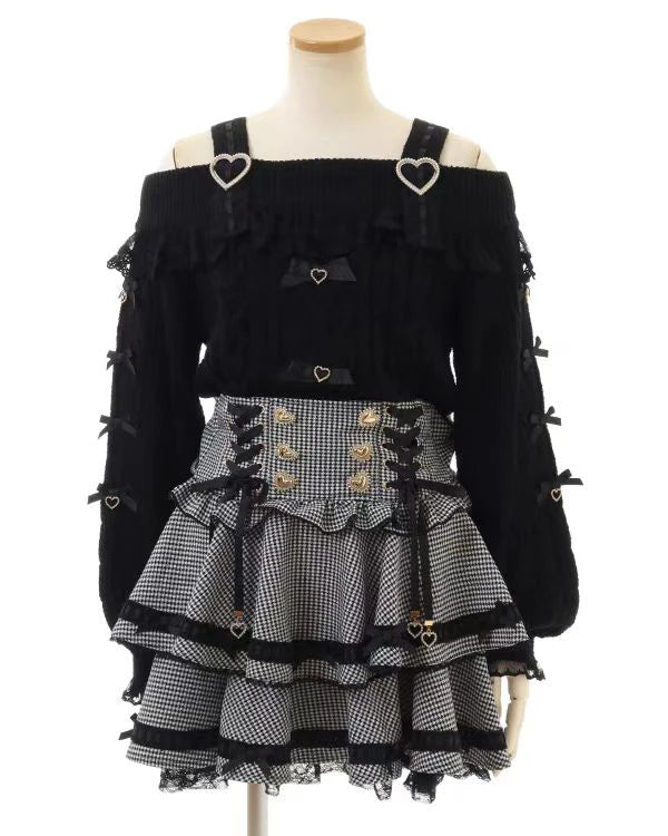 Original Japanese Mines Lolita Strap Skirts Women High Waist and Thin Frilly Pleated Skirt College Style Liz Girl Plaid Skirt