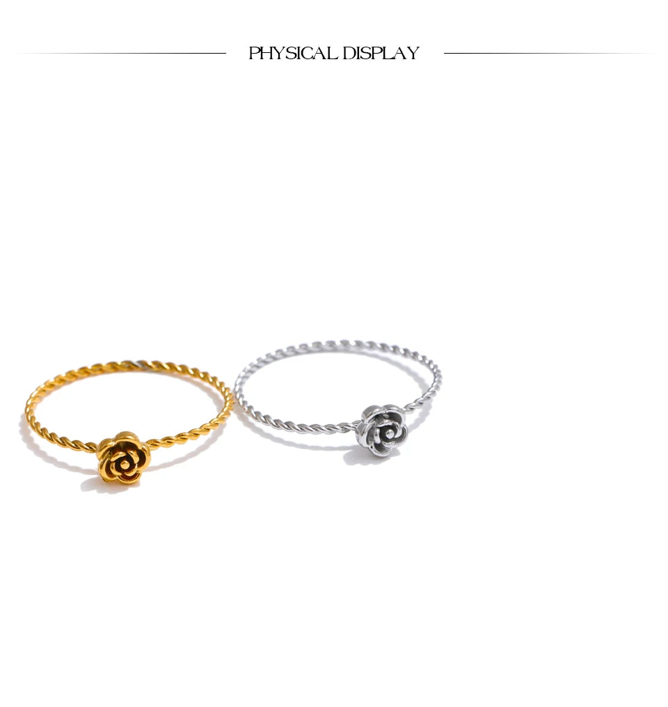 Yhpup 678# Popular Stainless Steel Metal Cast Small Flower Ring Waterproof Fashion Finger Jewelry 18K PVD Plated Wholesale
