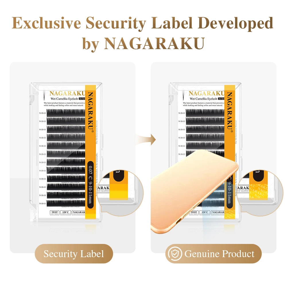 NAGARAKU Wet Camellia Eyelash Extension UB UC UJ Curl Natural Soft Denser Grafting Effect Premade Fans Lashes