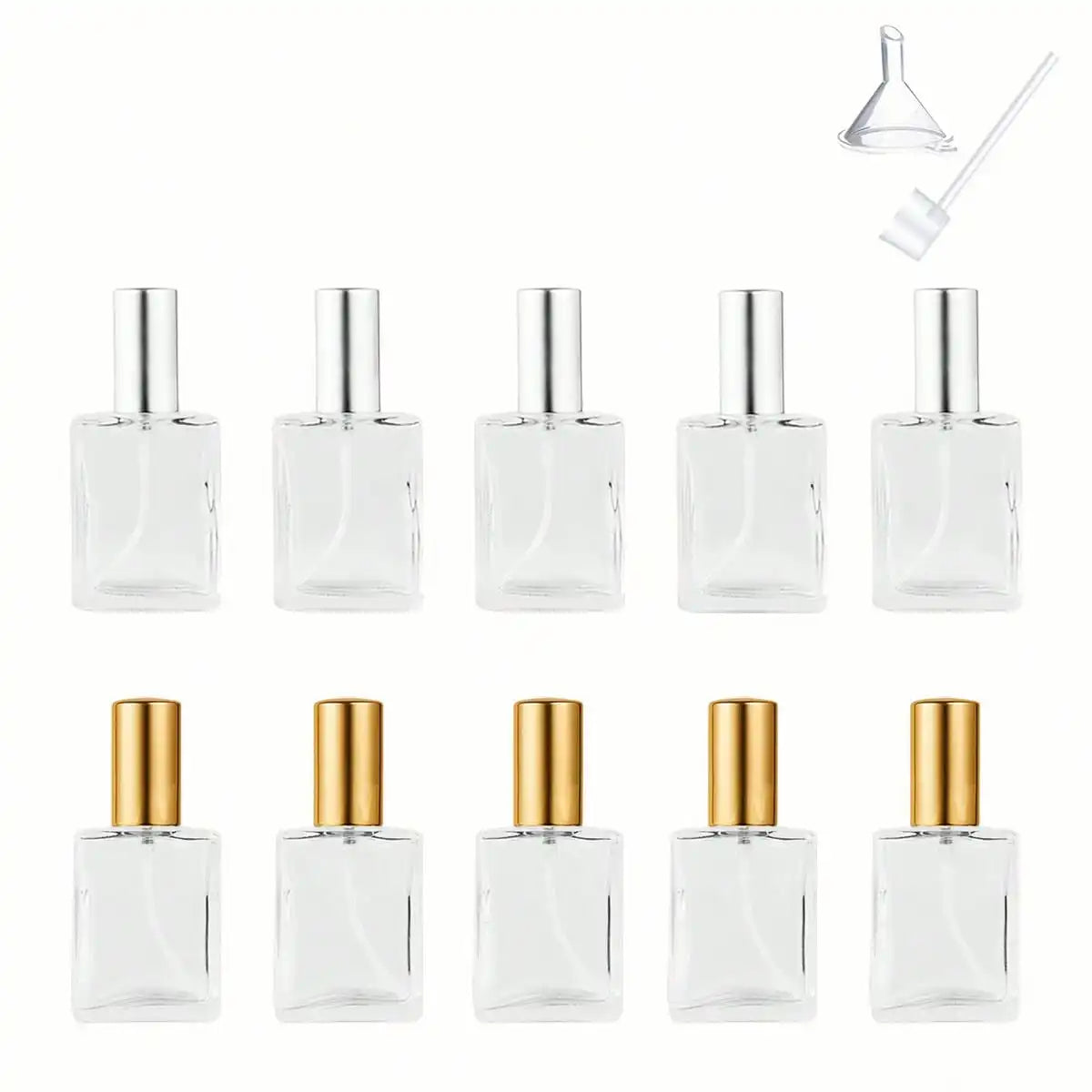 15ml Flat Square Refillable Perfume Cosmetic Water Spray Bottle, Portable Sample Skincare Water Beauty Empty Bottle, Transparent