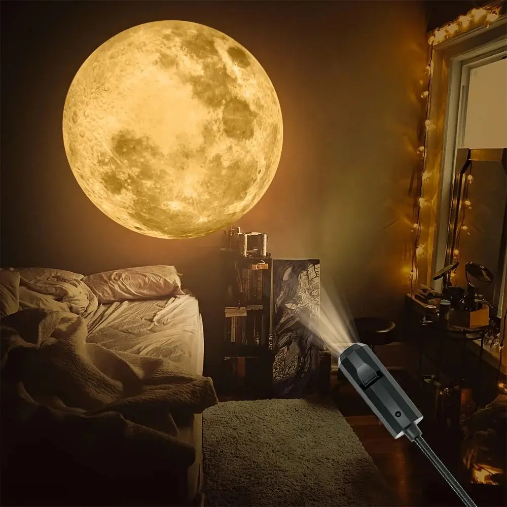 USB Ceiling Moon Earth Projection Atmosphere Light Starry Sky Lamp Night Light Romantic Bedroom Decoration Galaxy Projector