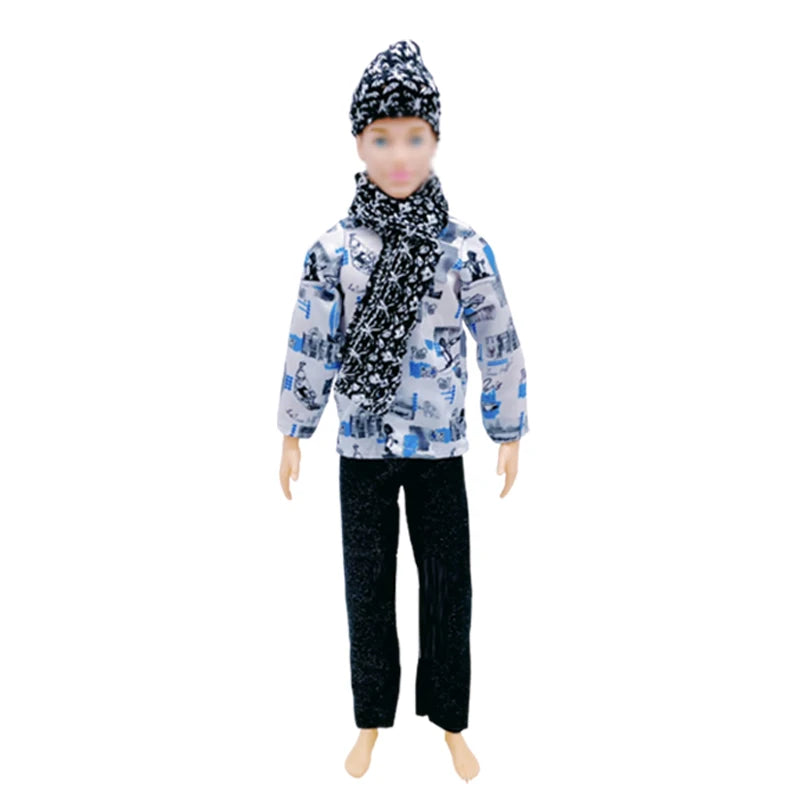 Skiing Accessories for Girl and Ken Doll Family Doll Clothing Casual Winter with Scarf Wool Hat Accessories for 11.5 Inches