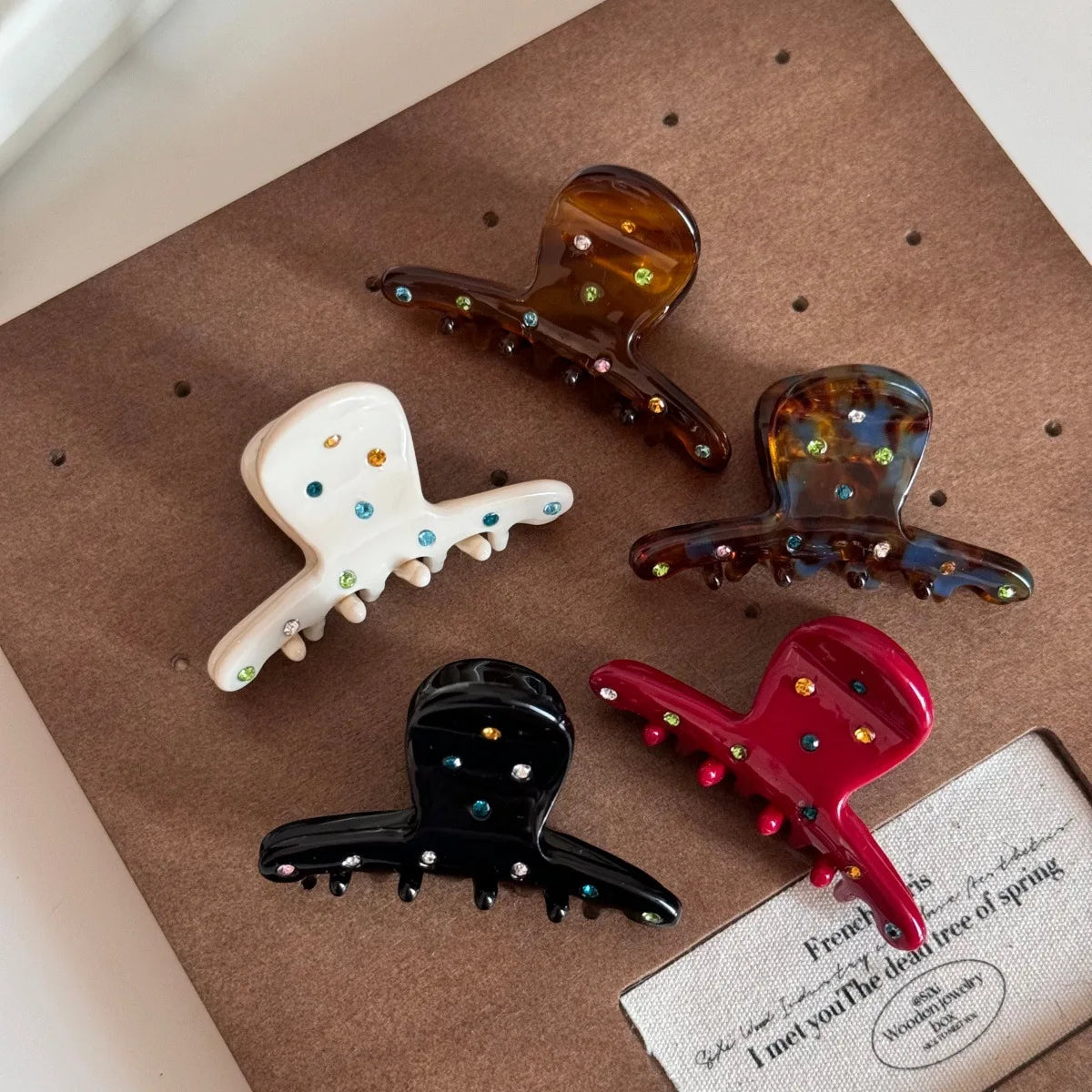 Colorful Diamond Acetic Acid Hair Claw Sweet Elegant Bangs Side Clip Small Grab Clip Women Girls Half Tied Hair Claw Accessories