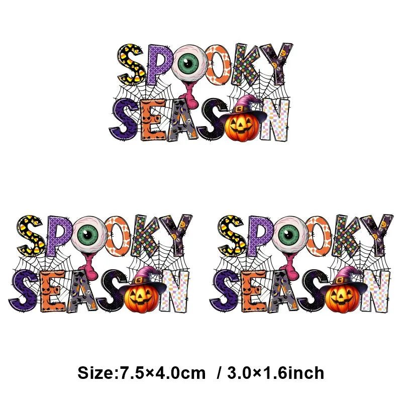 "Halloween is a Life Style"Patch Stickers Iron On Transfers for Clothing Iron Halloween Ghosts Stickers Fusible Applique Badge