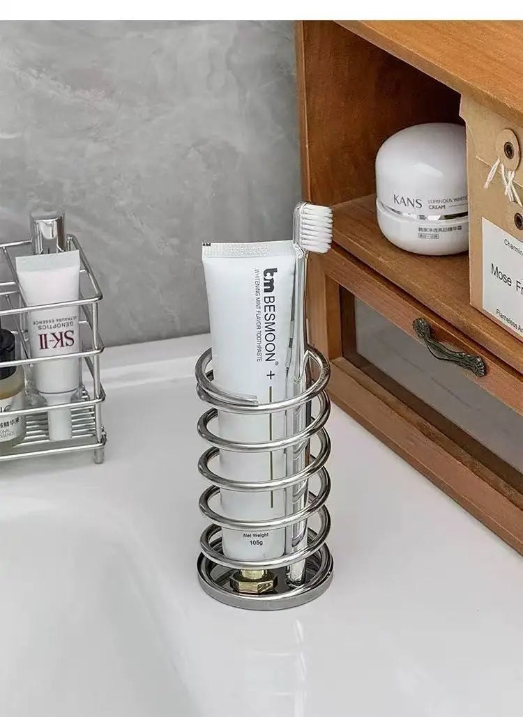 Stainless Steel Toothbrush Holder Metal Bathroom Accessories Tool for Toothpaste Makeup Brush Storage Rack Home Decoration