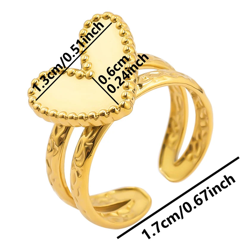 6pcs/lot Wholesale Various Chunky Rings Real Gold Plated Love Abstract DIY Shell Star Sun Bat Shaped Rings Women Jewelry Gifts