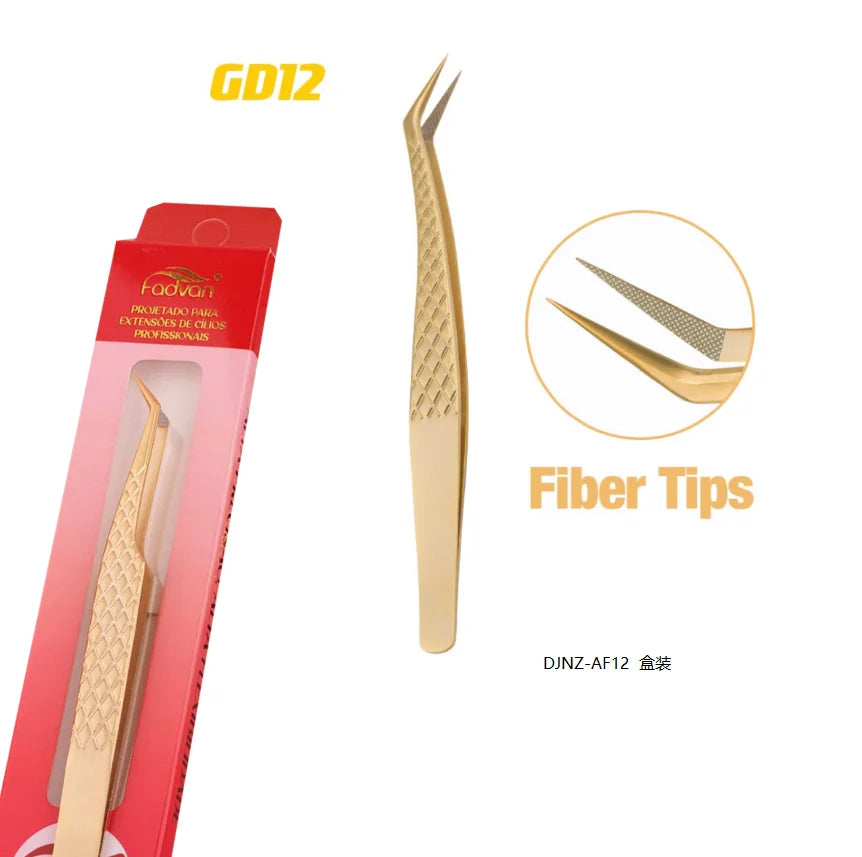 FADVAN High-precision Fiber Tip Tweezer for Eyelash Extensions Stainless Steel Antistatic Straight Tools with Boxed