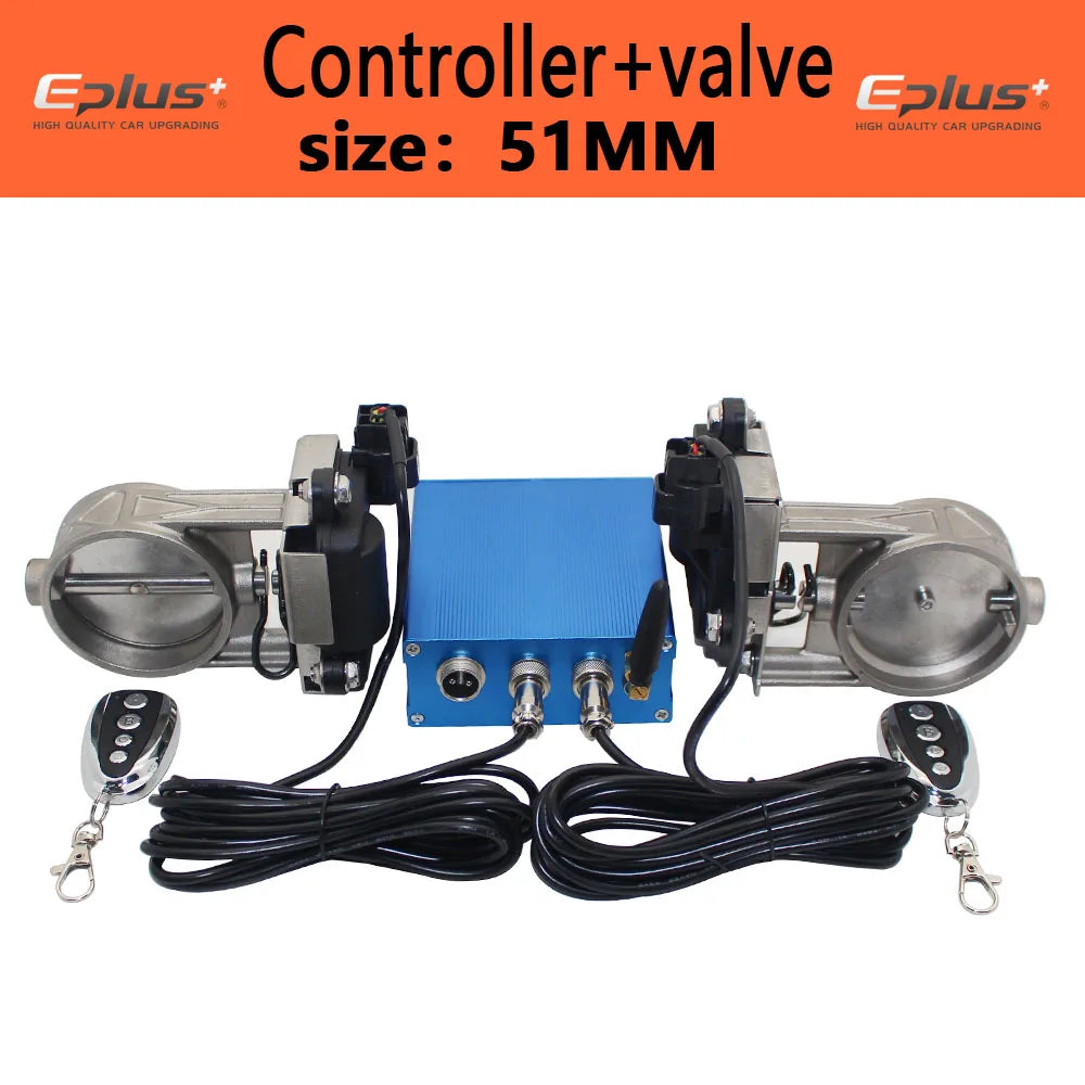 EPLUS Car Exhaust Pipe Valve Electric Kit Universal Multi-angle Mode 51 63 76MM Controller Device Remote Kit