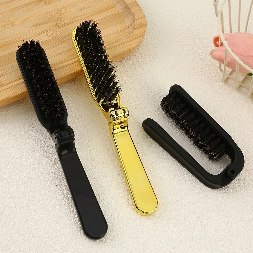 1PCS Soft Boar Bristle Beard Brush Hairdressing Hair Styling Comb For Beard Men's Shaving Brush Fold Beard And Mustache Brush