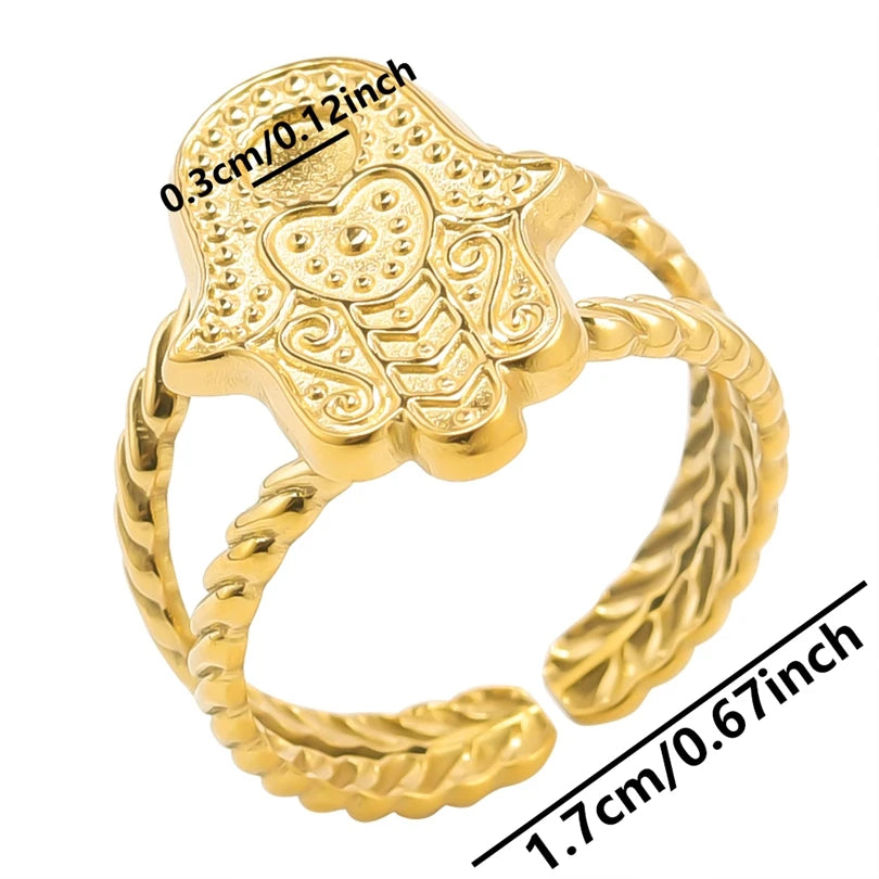6pcs/lot Wholesale Various Chunky Rings Real Gold Plated Love Abstract DIY Shell Star Sun Bat Shaped Rings Women Jewelry Gifts