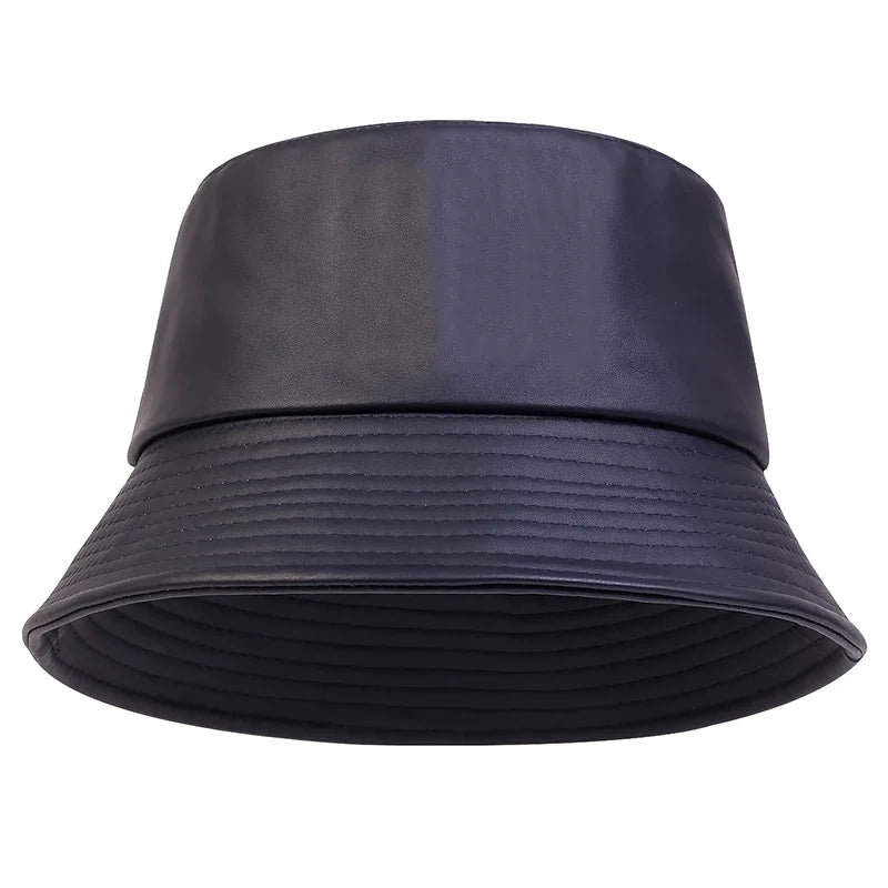 Winter Fashion Bucket Hat Artificial Leather Windproof Warm Bucket Hats Men Women Wild Tide Cap Panama Fisherman Caps Gorras