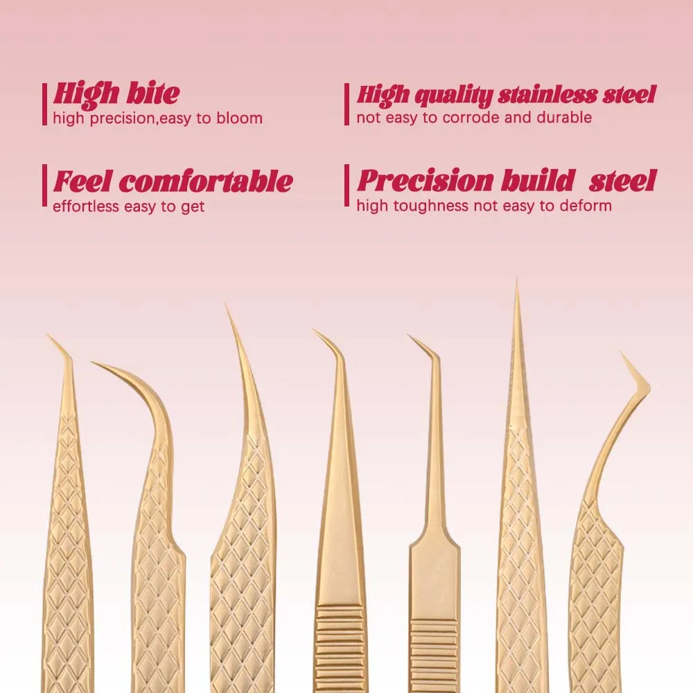 FADVAN High-precision Fiber Tip Tweezer for Eyelash Extensions Stainless Steel Antistatic Straight Tools with Boxed
