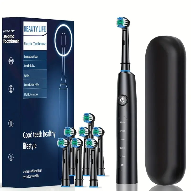 Electric Toothbrush Rotary Cleaning Teeth Brush Waterproof Electronic Tooth Brush With Timer Rechargeable Toothbrush with 8 Head