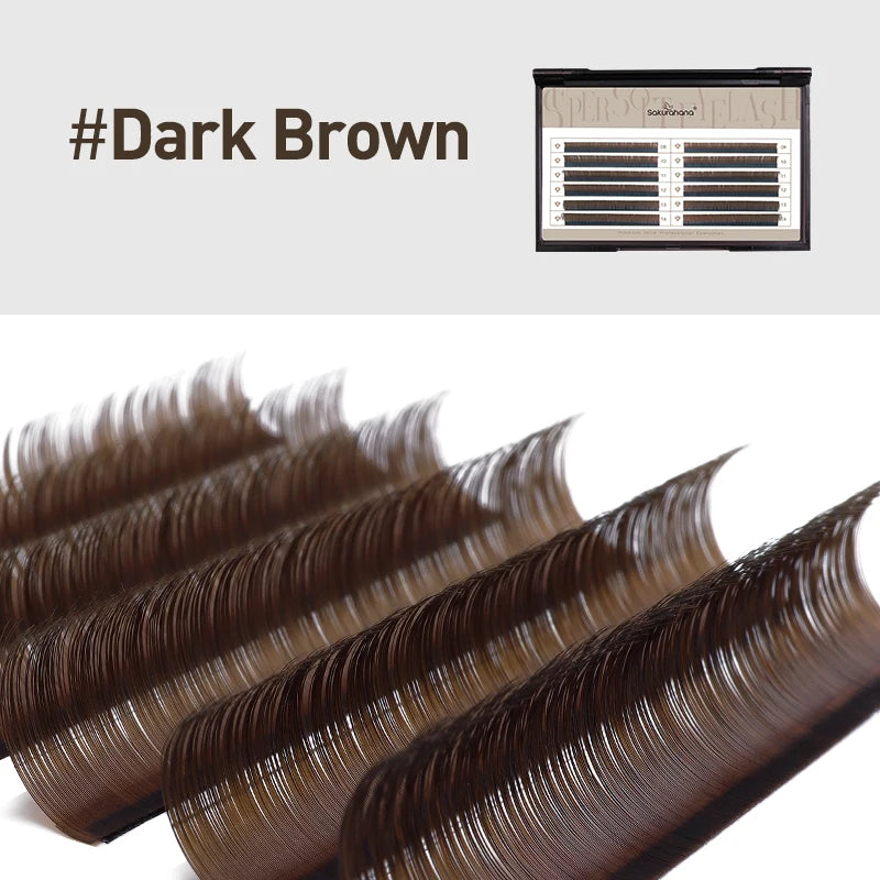 Sakurahana Individual Faux Mink Eyelash Extensions in Caramel, Brown, Teal, and Mocha Colors Professional Tools for Makeup