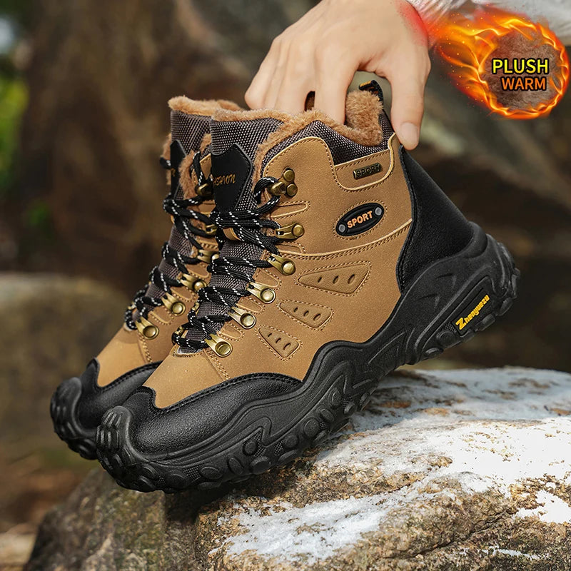 Autumn and Winter Men's Outdoor Sports and Travel Fleece-Lined Warm Snow Boots, Christmas Gifts, Birthday Gifts, Halloween Gifts