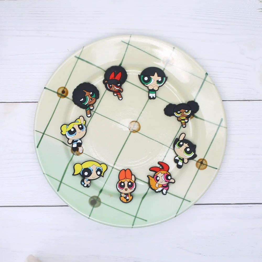 1-100pcs Hot Sales Potdemiel Cartoon Flying Girl Series PVC Shoe Charms Accessories DIY Sandal Wristbands Decorations Party Gift