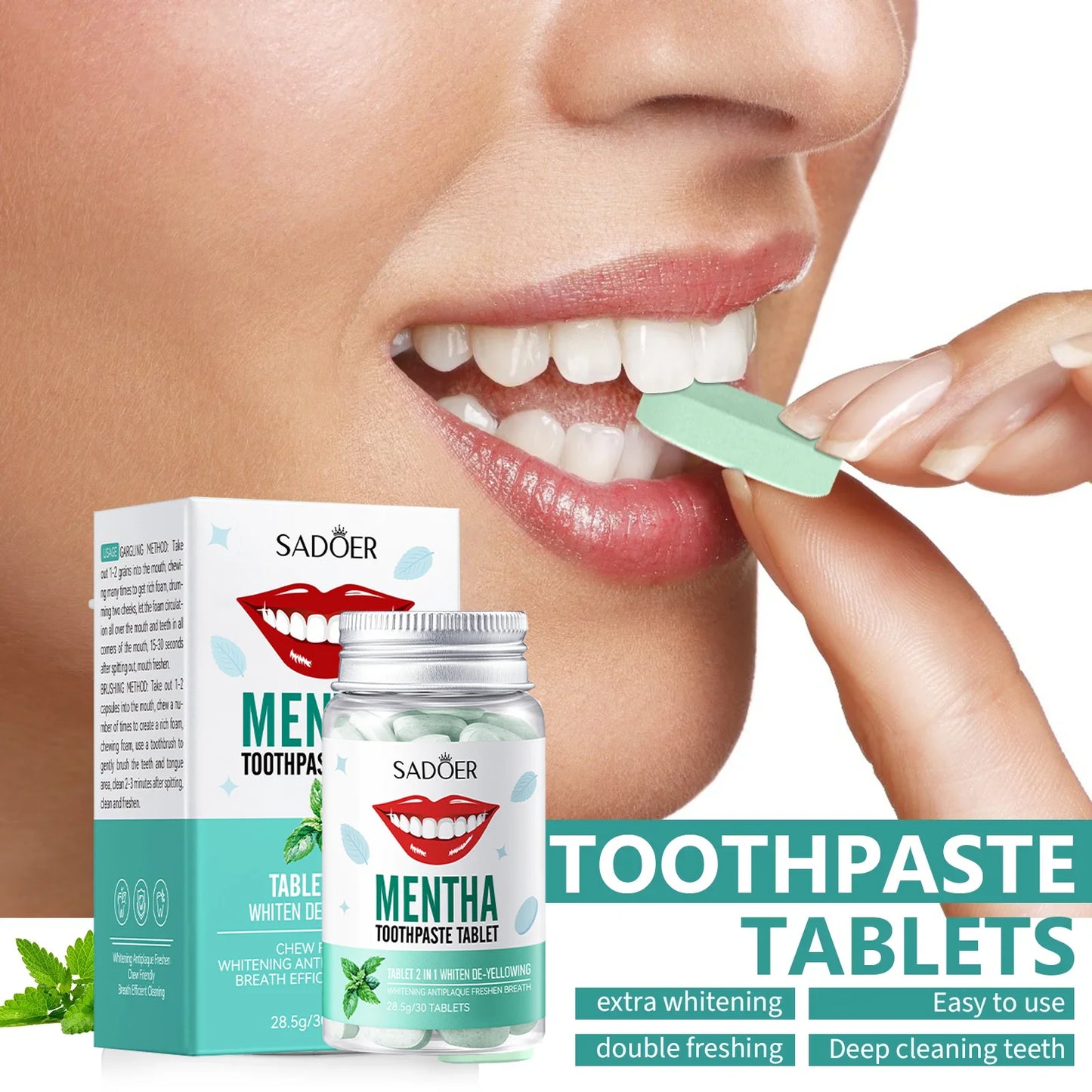 Mint Flavors Toothpaste Tablets Improve Bad Breath Remove Smoke Stains Fresh Oral Hygiene Solid Toothpaste Tablet