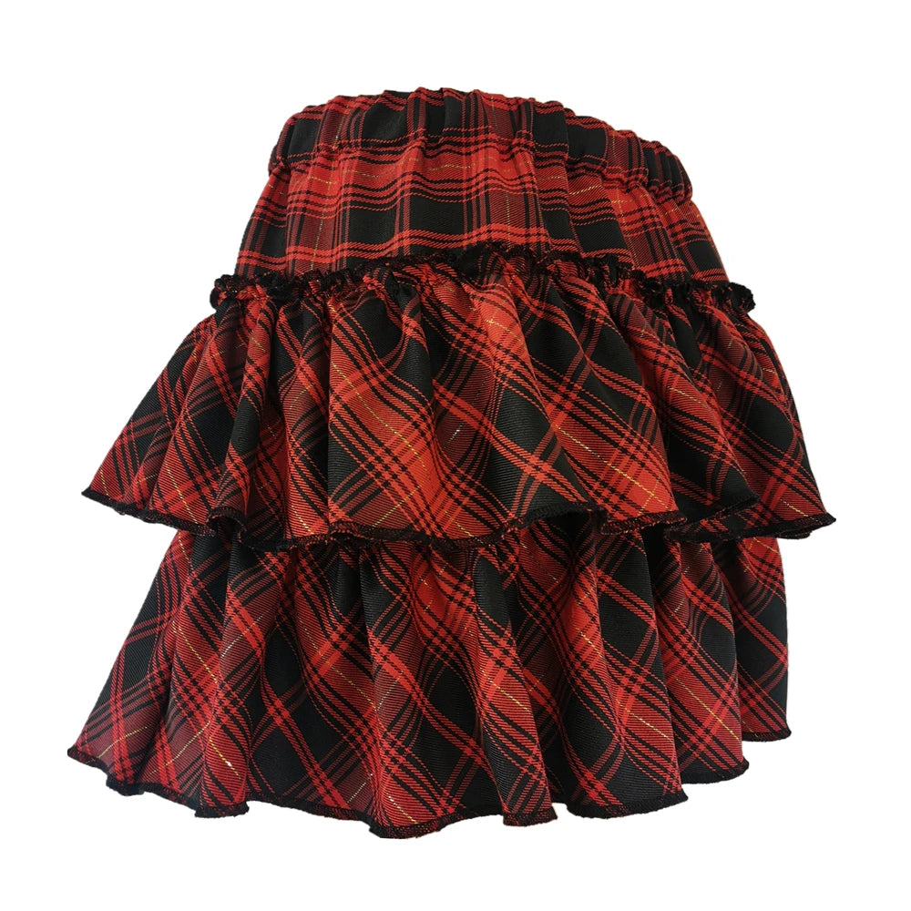 Pink Skirt Japanese College Style Youth Girl Plaid Skirt Female High Waist Slim Lolita Cosplay Y2k Skirt Goth Skirt