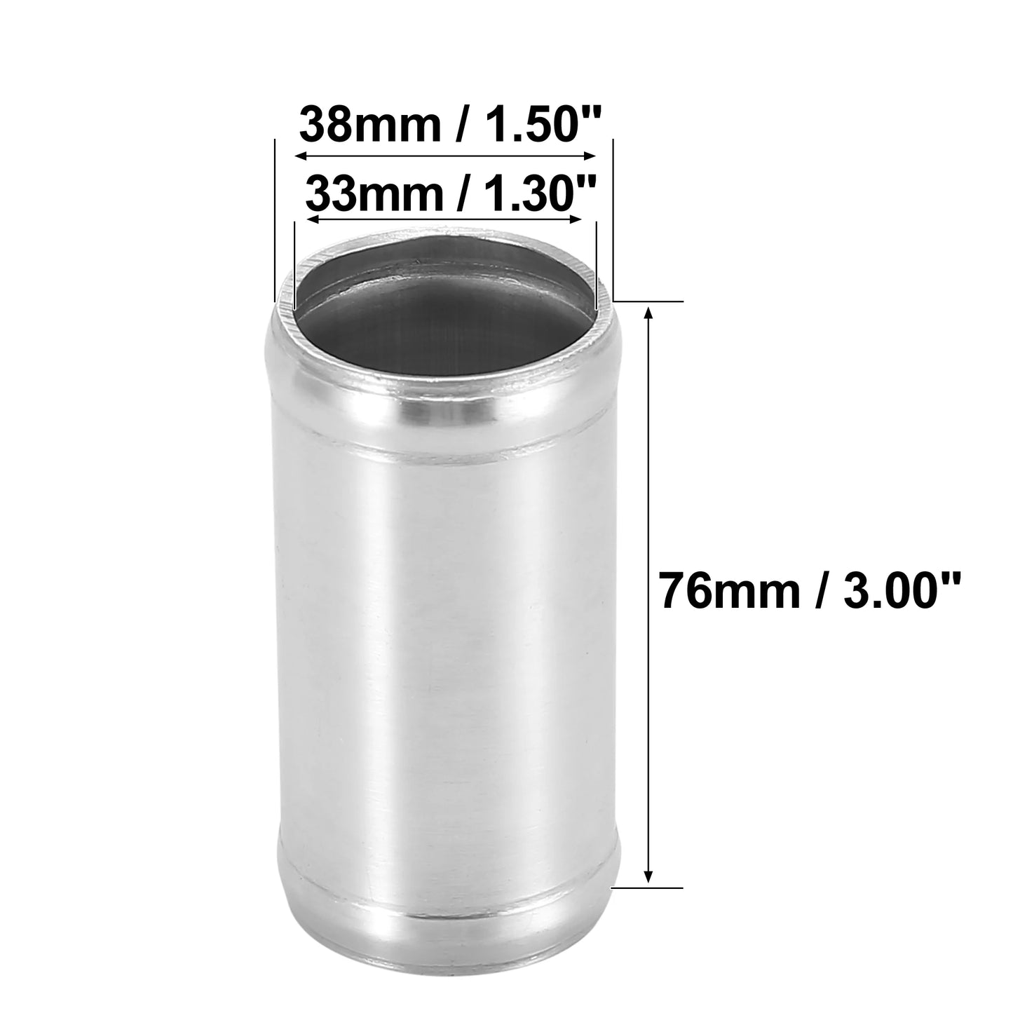 UXCELL 76mm Length Intercooler Pipe Aluminum Alloy Hose Joint Pipe Set with 2 Clamps OD 16mm-102mm 0 Degree Straight