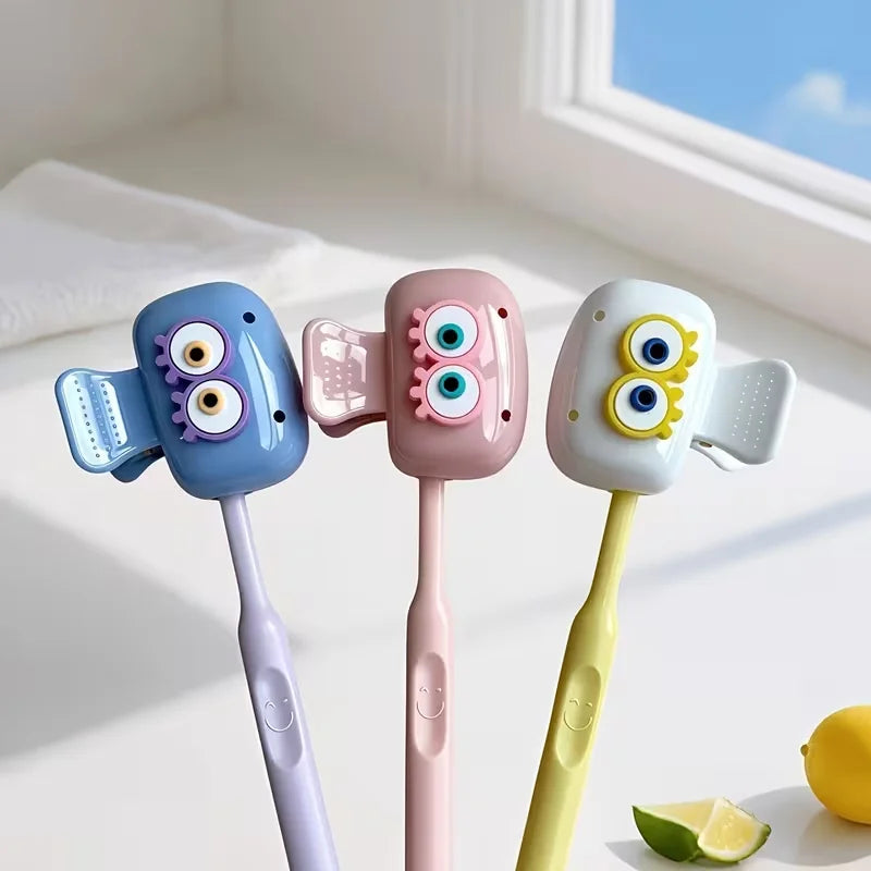 3 Pieces of Cute Eye-Shaped Toothbrush Holders - Dopamine Color Travel Set, Dust-Proof Toothbrush Cover