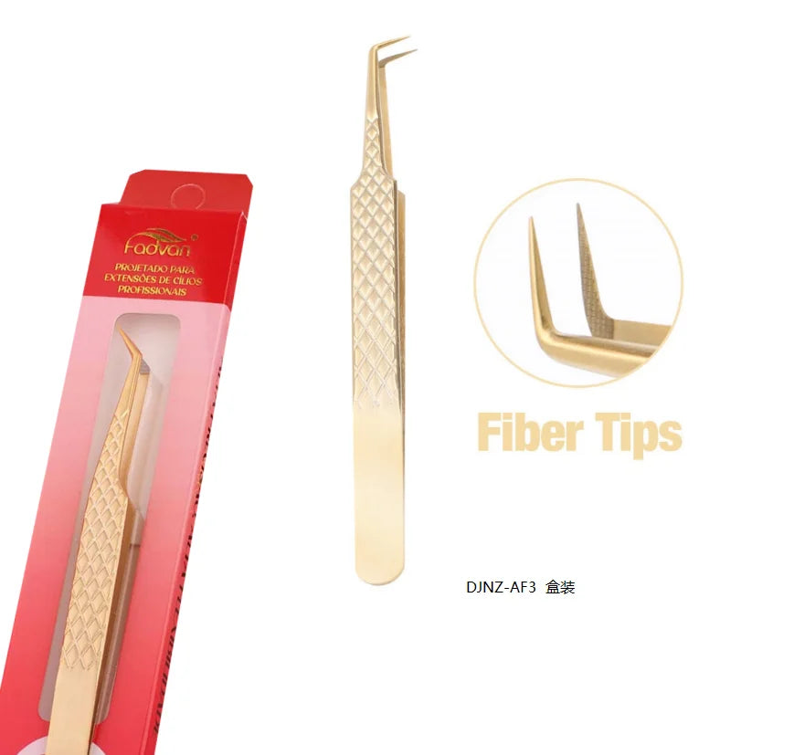 FADVAN High-precision Fiber Tip Tweezer for Eyelash Extensions Stainless Steel Antistatic Straight Tools with Boxed